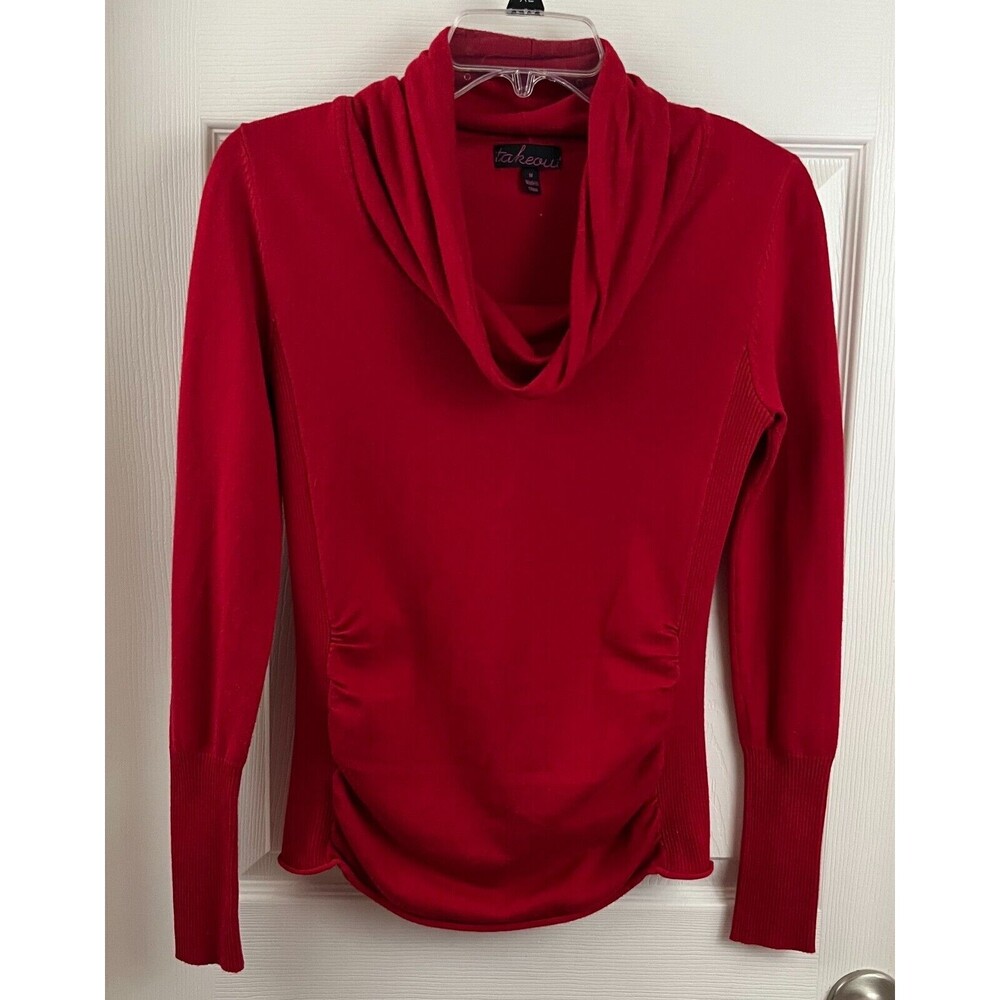 TAKEOUT - Red Cowl Neck Long Sleeve Rayon Blend Sweater Top size Medium